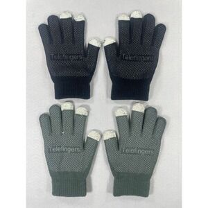 Telefingers Touchscreen Knit Gloves 2 Pair Bundle‎ Black Grey Grip